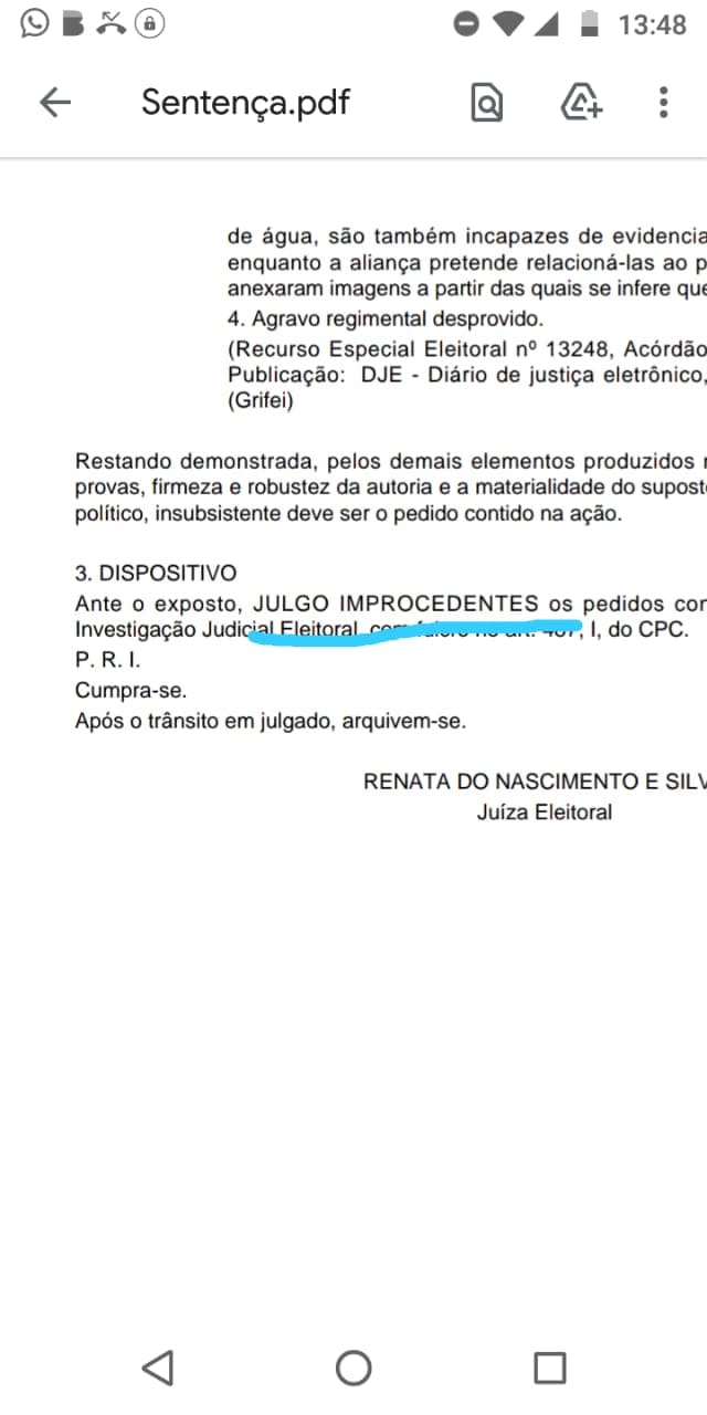 Representante da corte eleitoral Renata Nascimento julgou improcedente o pedido de afastamento do inquilino do Executivo de Marian&oacute;polis - TO