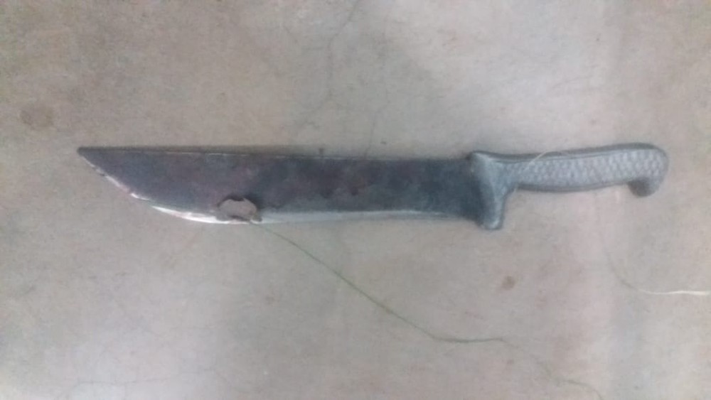 Faca que teria sido usada no crime &mdash; Foto: PM/Divulga&ccedil;&atilde;o