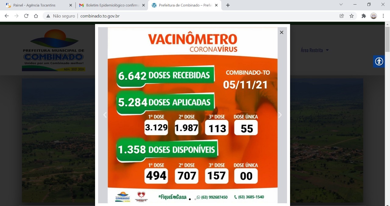 Site oficial da Prefeitura de Combinado do Tocantins &ndash; Foto: Reprodu&ccedil;&atilde;o / Ag&ecirc;ncia Tocantins