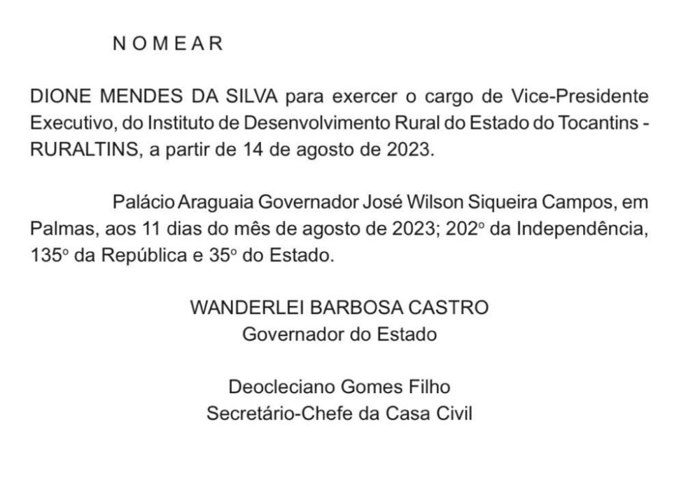 Nomea&ccedil;&atilde;o publicada no Di&aacute;rio Oficial do Estado - DOE - Foto: Reprodu&ccedil;&atilde;o 