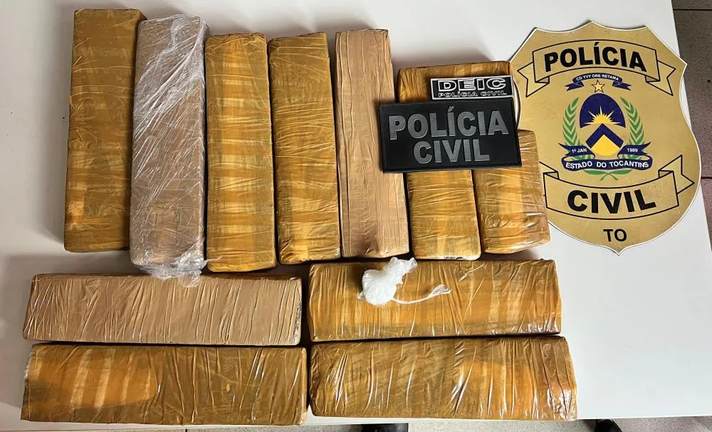 Carregamento de subst&acirc;ncia entorpecente an&aacute;loga &agrave; maconha e uma por&ccedil;&atilde;o de coca&iacute;na apreendido com o passageiro &ndash; Foto: Divulga&ccedil;&atilde;o / 7&ordf; Deic de Porto Nacional