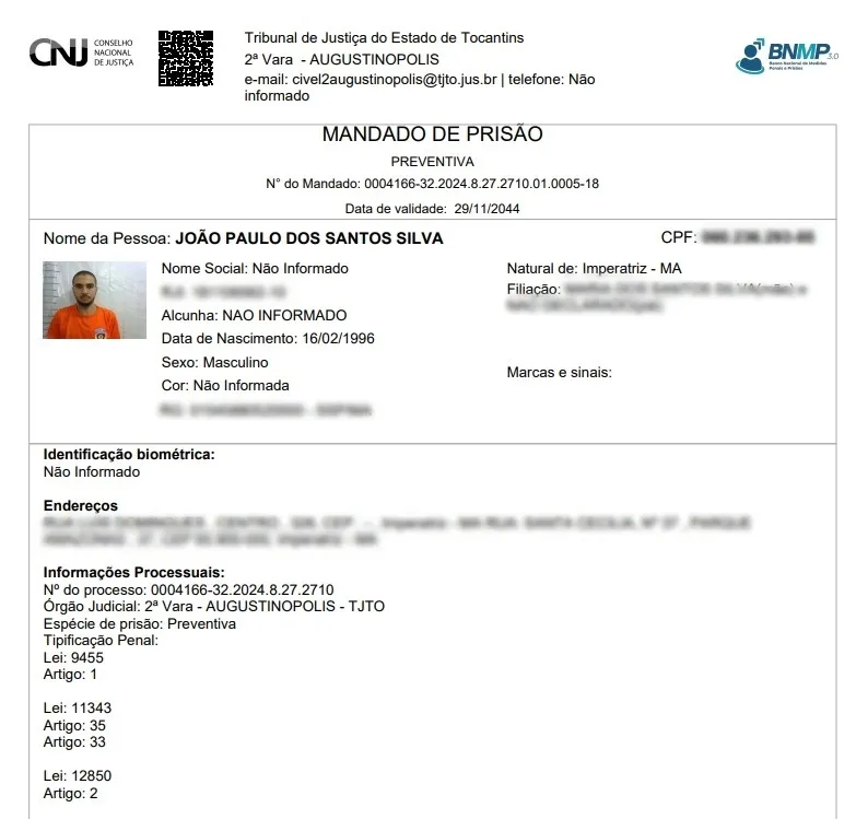 O indiv&iacute;duo era um dos alvos da Opera&ccedil;&atilde;o Prophylaxis e estava com dois mandados de pris&atilde;o em aberto &ndash; Foto: Reprodu&ccedil;&atilde;o