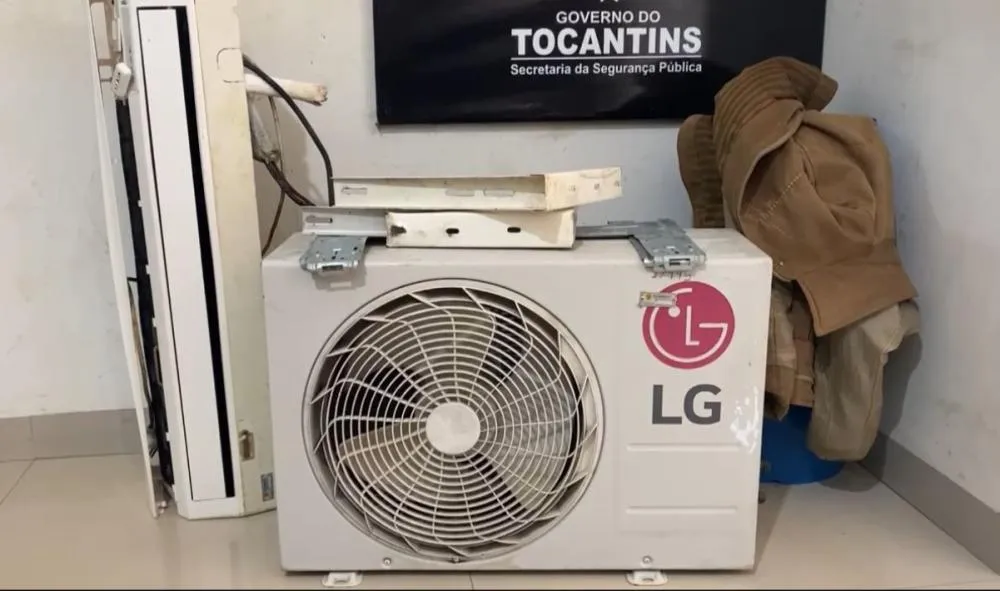 Aparelhos de ar-condicionado apreendidos com o suspeito &ndash; Foto: Divulga&ccedil;&atilde;o / SSPTO