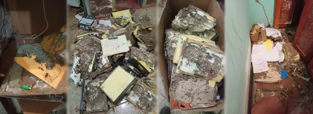 Documentos e registros oficiais, como atas de sess&otilde;es, projetos de lei e decretos legislativos, estavam armazenados em arm&aacute;rios no pr&eacute;dio, mas foram encontrados destru&iacute;dos &ndash; Foto: Allessandro Ferreira / Ag&ecirc;ncia Tocantins