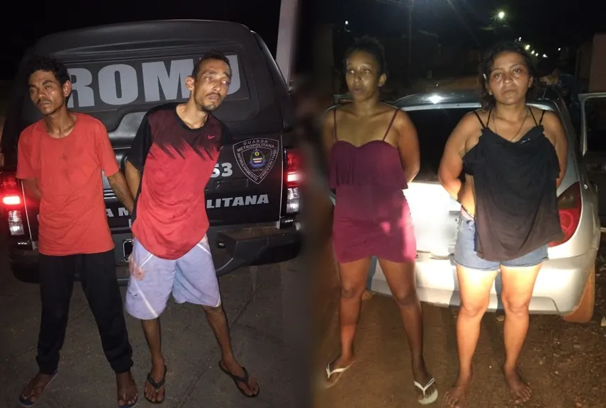 O quarteto do crime foi preso e em seguida foram apresentados &agrave; autoridade policial na 2&ordf; CAPC &ndash; Foto: Allessandro Ferreira / Ag&ecirc;ncia Tocantins