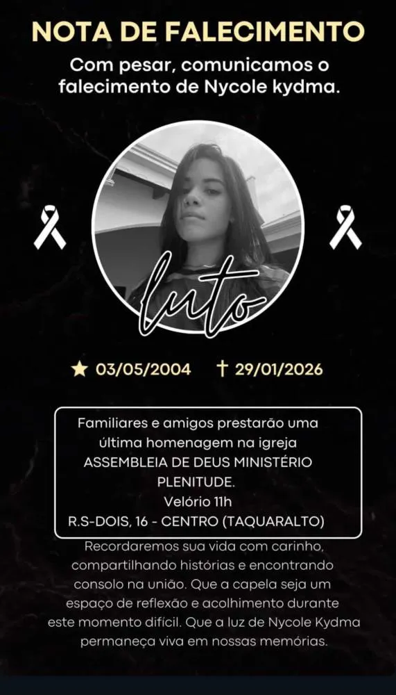 Nota de Falecimento &ndash; Foto: Divulga&ccedil;&atilde;o