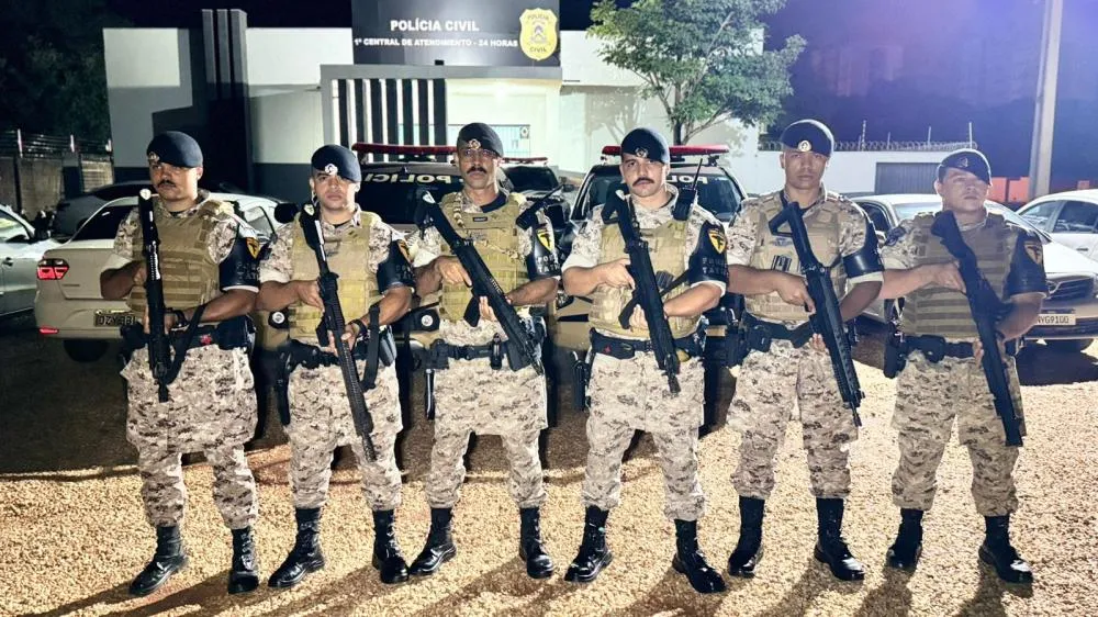  Equipes especializadas do Batalh&atilde;o de Pol&iacute;cia de Choque (BPCHOQUE), da For&ccedil;a T&aacute;tica, da Patrulha Rural e de viaturas de &aacute;rea. - Foto: Allessandro Ferreira / Ag&ecirc;ncia Tocantins