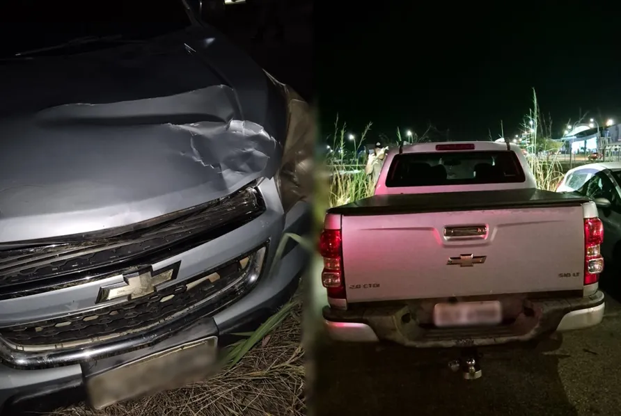 Caminhonete foi encontrada no estacionamento do aeroporto, ela foi periciada e apreendida no p&aacute;tio da 1&ordf; CAPC &ndash; Foto: Allessandro Ferreira / Ag&ecirc;ncia Tocantins