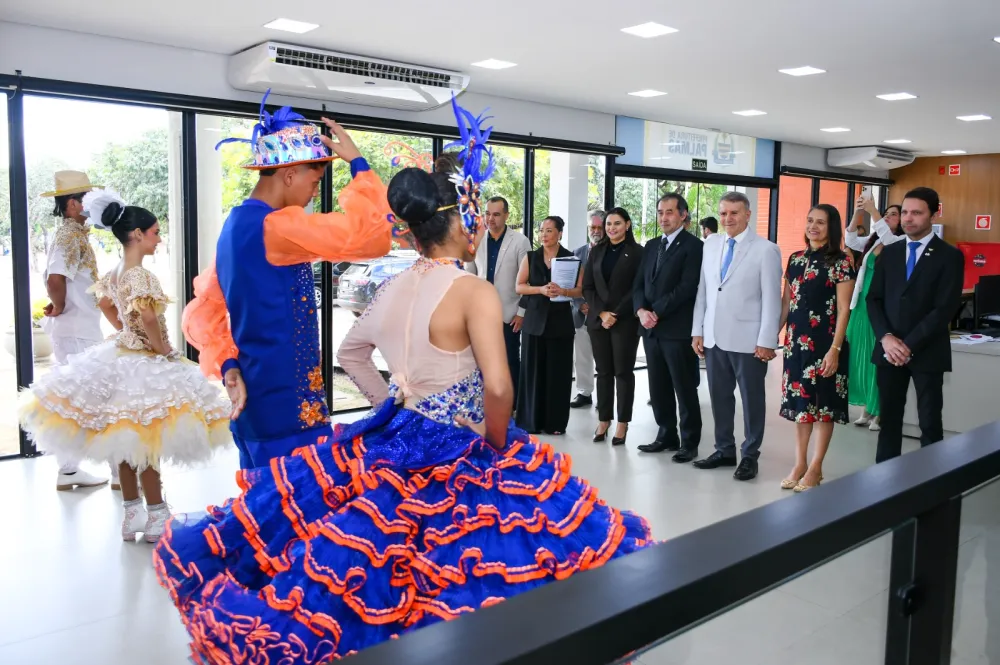 Recepção ao embaixador Noguchi Yasushi foi marcada por uma apresentação cultural com danças juninas típicas em alusão ao Arraiá da Capital &ndash; Foto: Mariana Di Pietro / Prefeitura de Palmas 