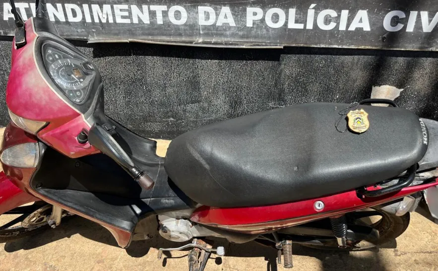 Motocicleta furtada na região sul de Palmas é recuperada pela Polícia Civil - Foto: Divulgação PCTO/Governo do Tocantins