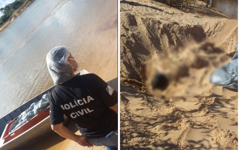 O corpo foi encontrado pela própria companheira enterrado na areia e levado para o Instituto Médico Legal – IML – Foto: Reprodução/Agência Tocantins