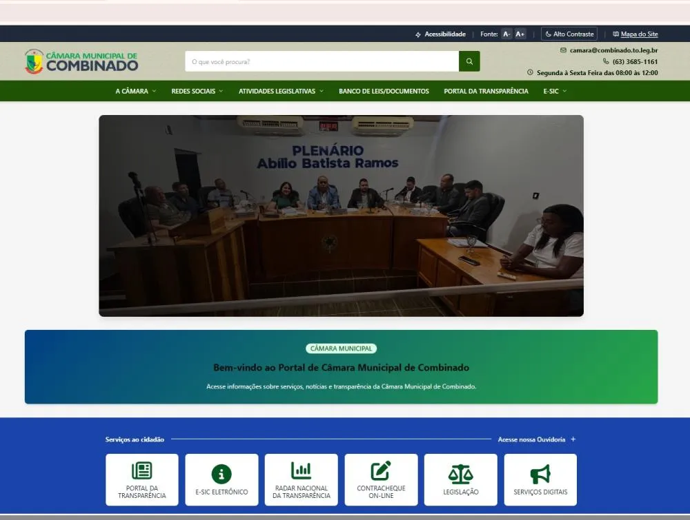 Inovação Tecnológica: Câmara Municipal de Combinado lança portal de transparência inovador e aproxima população do Legislativo