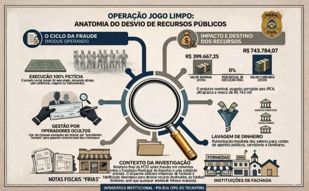Operação Jogo Limpo indicia oito por suspeita de desvio em convênio do futebol feminino em Palmas