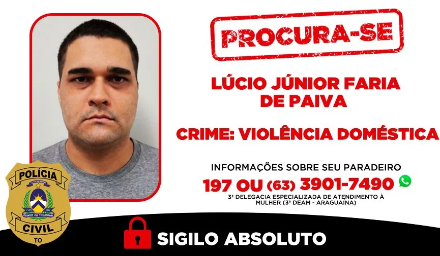 Informações do paradeiro do investigado podem ser número (63) 3901-7490; o anonimato é garantido - Foto: Dicom SSP/TO