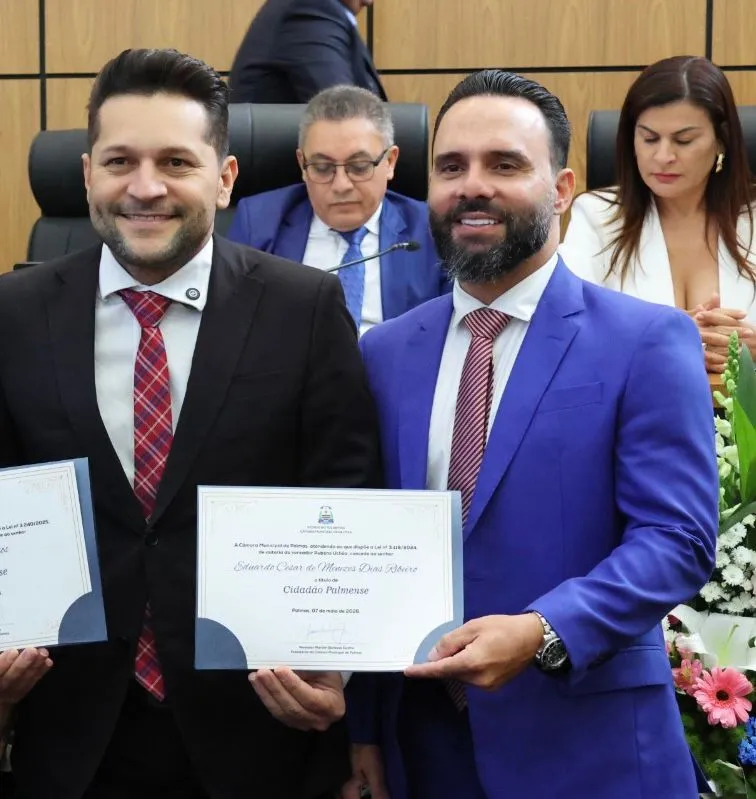 Delegado Eduardo Menezes recebe Título de Cidadão Palmense após atuação de destaque no combate às facções criminosas - Foto: Divulgação 