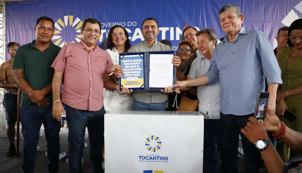 Governador Wanderlei Barbosa destacou que a reforma e ampliação do Cemix representam um investimento no futuro da educação indígena – Foto: Márcio Vieira/ Governo do Tocantins