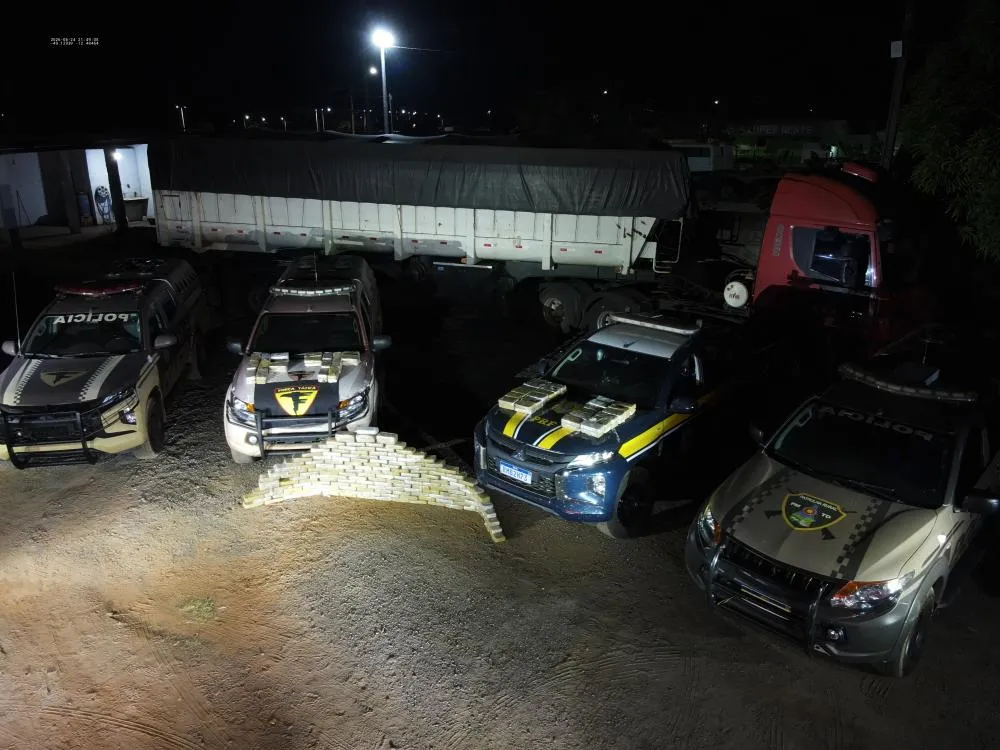 239 quilos de pasta base de cocaína foram apreendidos pela PM e PRF, em Alvorada (TO) — Foto: Divulgação/PMTO