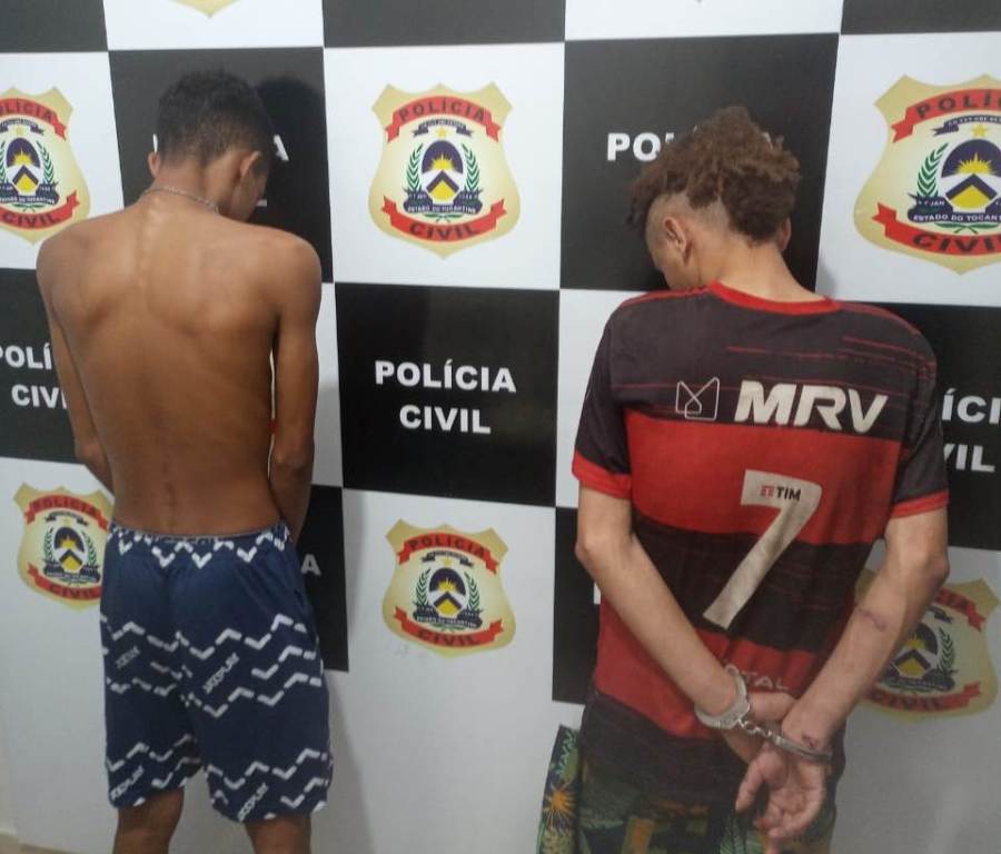 Suspeitos foram presos em flagrante minutos após cometerem furto em Guaraí – Foto: Divulgação / SSPTO