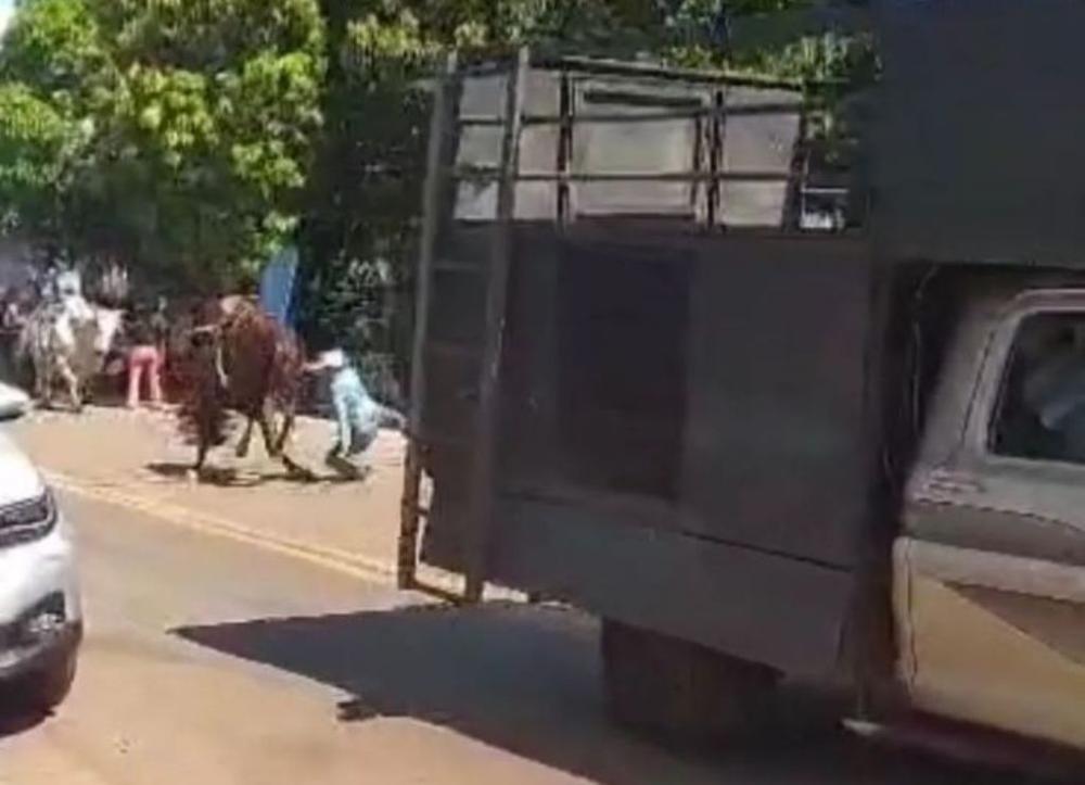 Mulher caiu do cavalo durante a cavalgada de Guaraí — Foto: Divulgação/Redes sociais