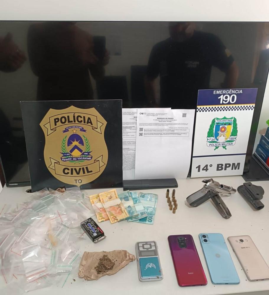 Homem foi preso de posse arma de fogo, drogas e outros objetos ilícitos – Foto: Divulgação / SSPTO 