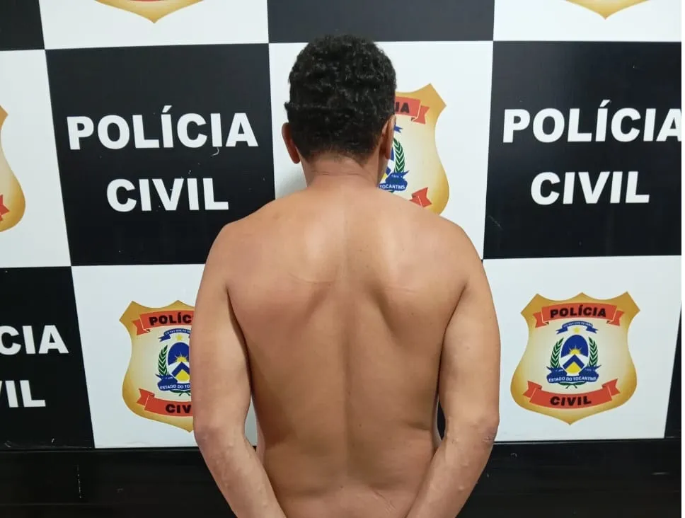 Homem foi detido e encaminhado à Unidade Penal de Augustinópolis, onde permanecerá até ser transferido para o estado de Goiás - Foto: Divulgação SSP/TO 
