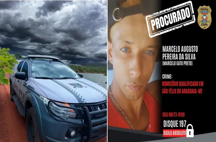 O criminoso estava foragido da justiça é era procurado pela Polícia Civil Judiciária de Mato Grosso (PCMT) – Foto: Montagem / Agência Tocantins 