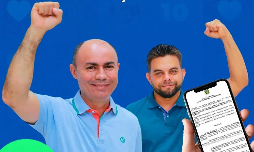 Prefeito reeleito Manoel Natalino Pereira Soares e de seu vice, José Américo Aquino Sousa Filho – Foto: Reprodução